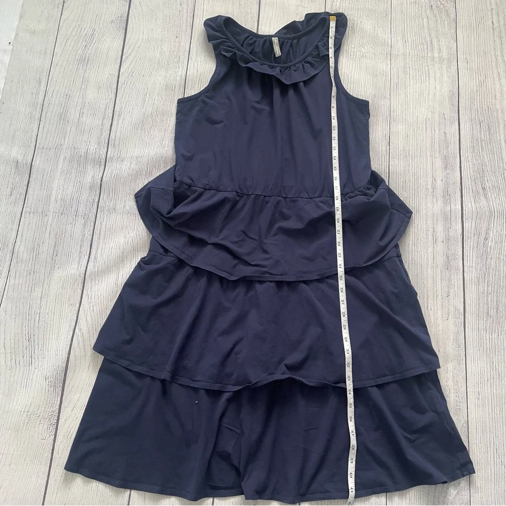 Hanna Andersson Sleeveless Navy BlueTiered Ruffle Dress Size Large